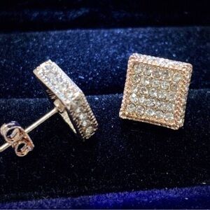 Elegant Rose Gold and Silver Stud Earrings